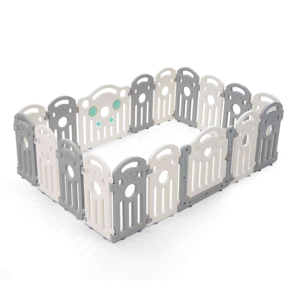 Kids Playpen Baby Safety Gate Toddler Fence 18 Panels Grey
