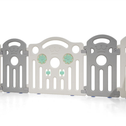 Kids Playpen Baby Safety Gate Toddler Fence 18 Panels Grey