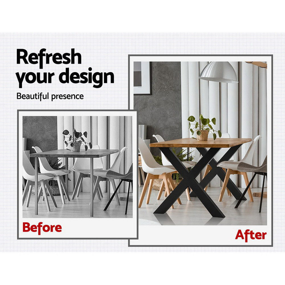 Metal Table Legs Diy X-Shaped 71X60Cm Set Of 2