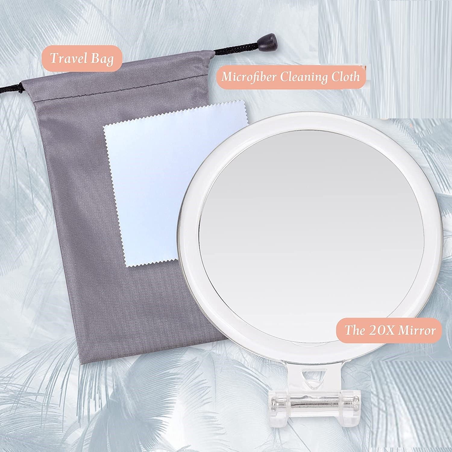 20X Magnifying Hand Mirror Two Sided Use For Makeup 
