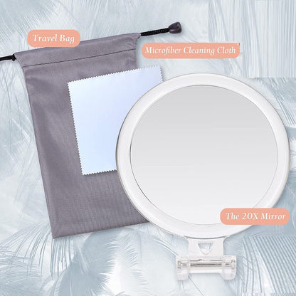 20X Magnifying Hand Mirror Two Sided Use For Makeup 