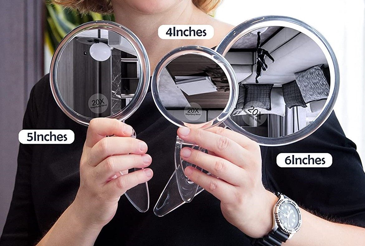 20X Magnifying Hand Mirror Two Sided Use For Makeup 
