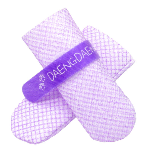 28x Waterproof Dog Shoes - Disposable Anti-Slip Pet Socks, Large, Violet