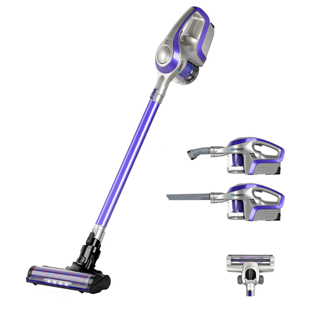 Sleek Devanti Cordless Vacuum Cleaner - 150W Purple