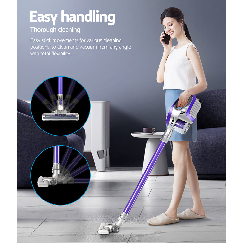 Sleek Devanti Cordless Vacuum Cleaner - 150W Purple