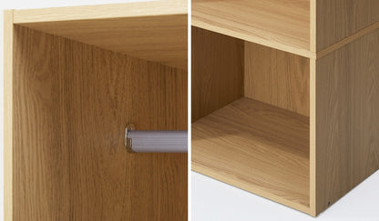 Sleek Open Wardrobe 2 Shelves Hanging Rail Natural/Black