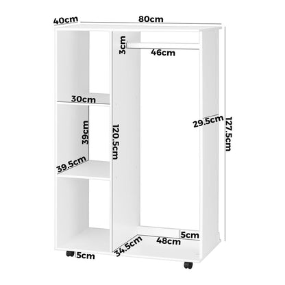 Portable Wardrobe Open Storage Shelves Organizer Clothes Rack Hanging