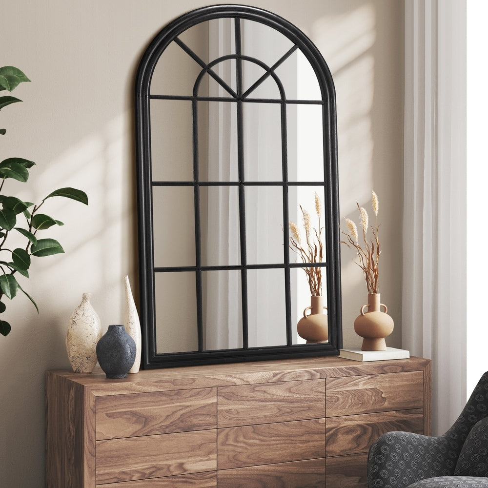 Window Mirror Arched Wall Mirror 130x70cm Black