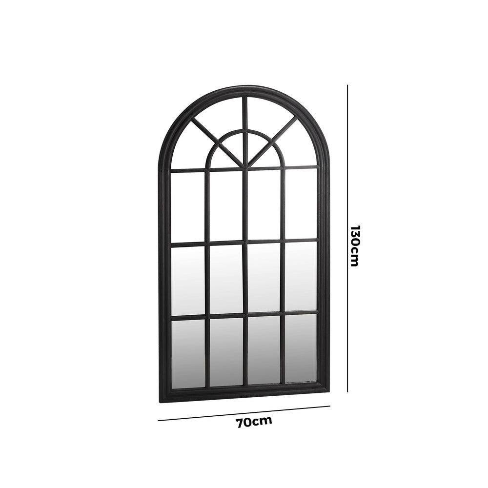Window Mirror Arched Wall Mirror 130x70cm Black