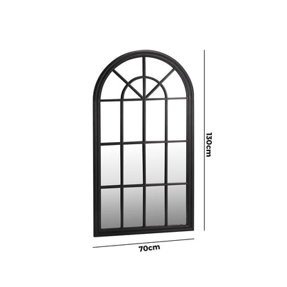 Window Mirror Arched Wall Mirror 130x70cm Black