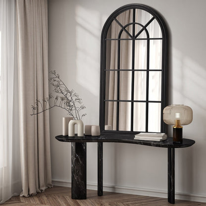 Window Mirror Arched Wall Mirror 130x70cm Black