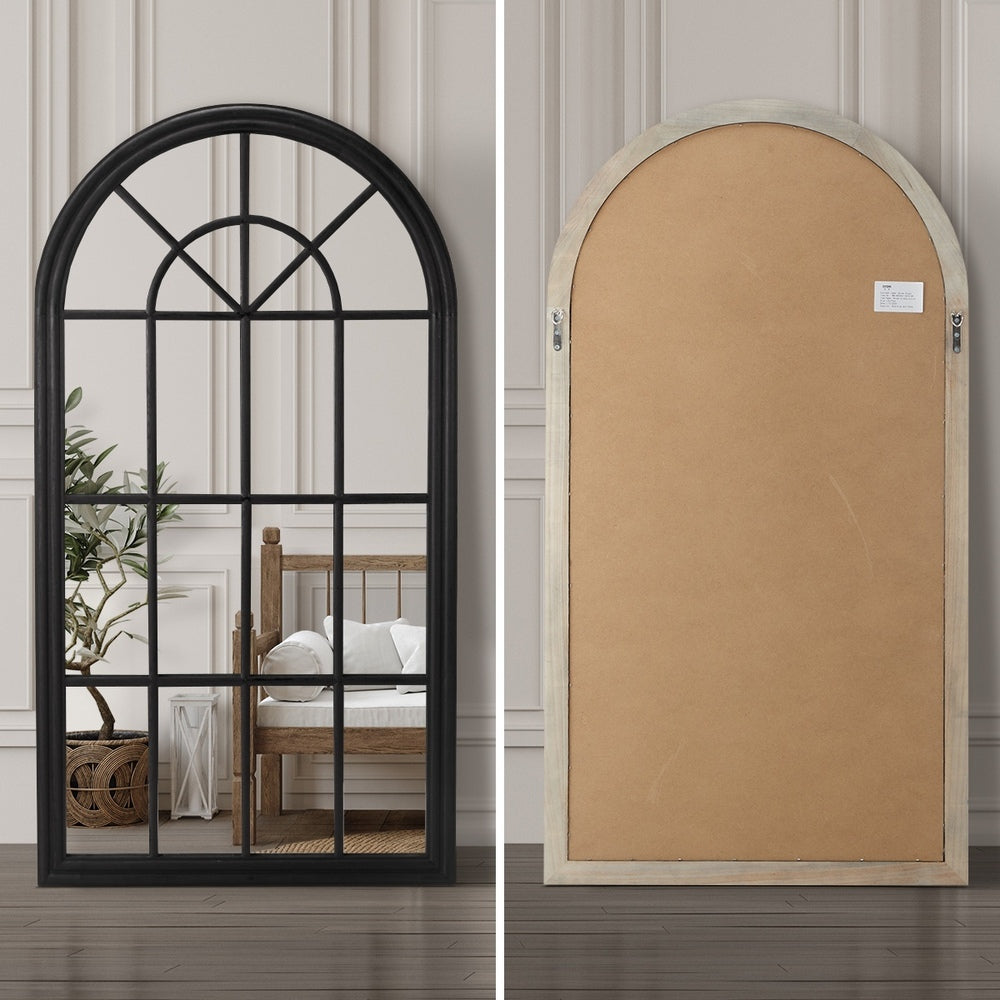 Window Mirror Arched Wall Mirror 130x70cm Black