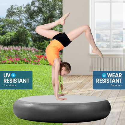 1M Air Track Spot Round Inflatable Gymnastics Tumbling Mat Pump Black
