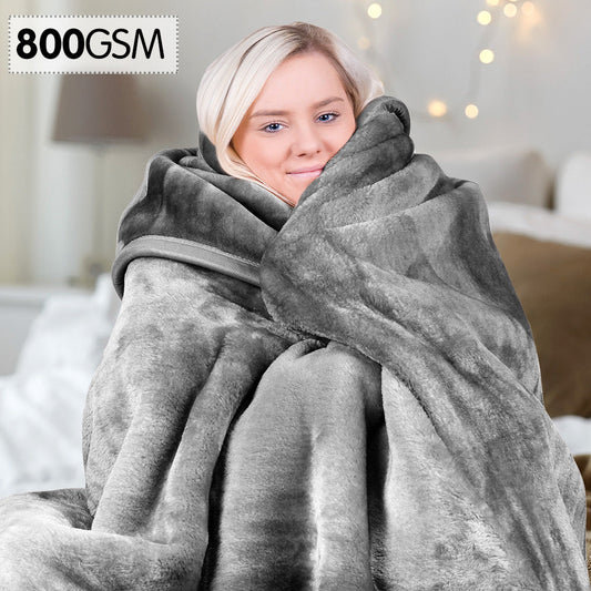Laura Hill 800GSM Heavy Double-Sided Faux Mink Blanket - Silver