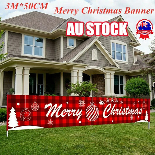 Merry Christmas Outdoor Banner Santa Claus Christmas Decorations Home Xmas Decor AU