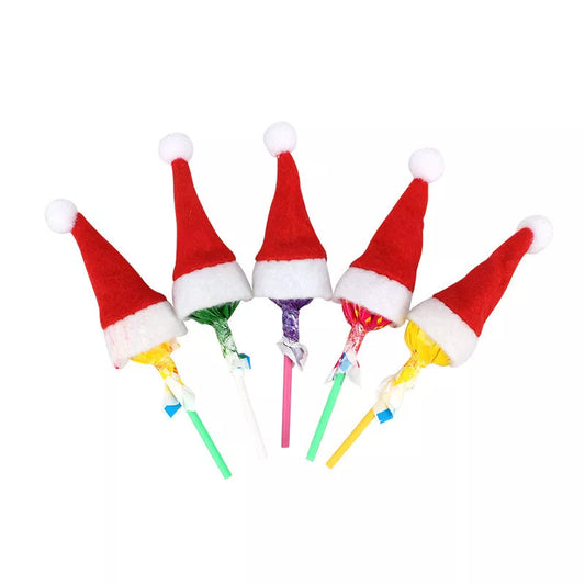 SALE 10Pcs Mini Lollipop Santa Claus Hat Christmas Party Decor Xmas Favour Gift