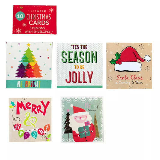 10 Christmas Xmas Greeting Cards & Envelopes 12.5 x12.5cmAU