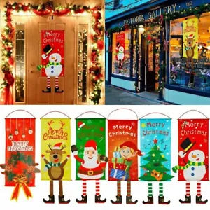 Christmas Hanging Banner Flag Door Window Décor Santa Reindeer Snowman Ornaments AU
