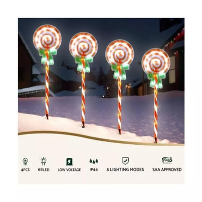 ingle Jollys 4 PCS Christmas Lights Path Ground Light Garden Decorations 68 LED