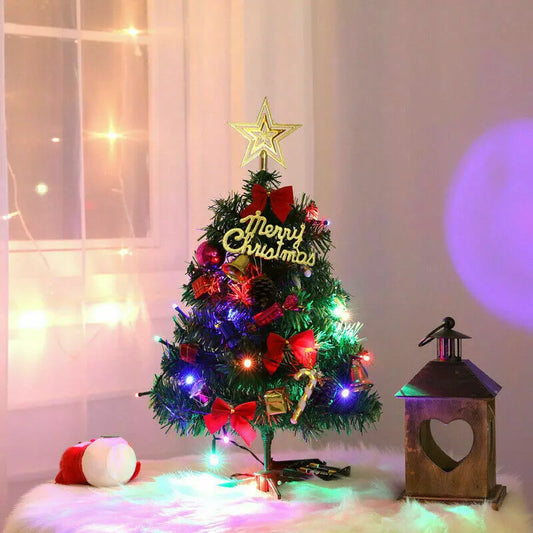 50cm Long Tabletop Artificial Small Mini Christmas Tree With LED Lights Ornament