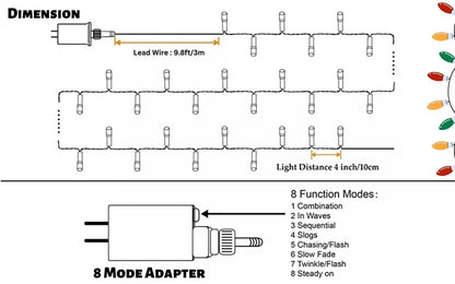 50M 500LED RED CHASING CHRISTMAS FAIRY LIGHTS WITH 8 FUNCTIONS & MEMORY