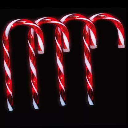 8 SOLAR Candy Cane Flashing Outdoor Christmas Garden Path Stake Xmas Lights 32cm