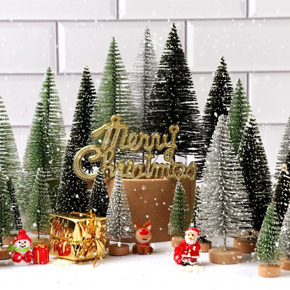 30Pcs Tabletop Artificial Small Mini Christmas Tree Xmas Table Desk Decoration