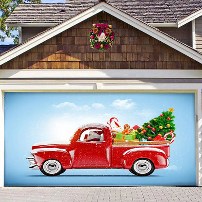 Merry Christmas Holiday Banner Garage Door Cover Mural Winter Snowman AU