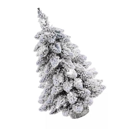 Small Mini Christmas Tree Snow LED Lights Xmas Tabletop Rtificial Ornament Gift