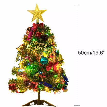 50cm Long Tabletop Artificial Small Mini Christmas Tree With LED Lights Ornament