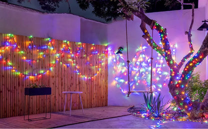500LED 50M Multi-colored Solar Xmas Party Fairy Lights 8 Functions