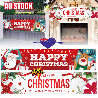 Large Merry Christmas Banner Sign Santa Xmas Outdoor Indoor Decoration Home AU