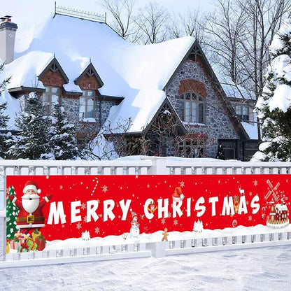 Merry Christmas Xmas Outdoor Banner Flag Pulling Santa Claus Hanging Decoration