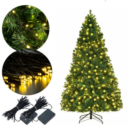 1.2M/1.5M/1.8M/2.1M Christmas Tree with Lights Bushy Xmas Decor & Metal Stand