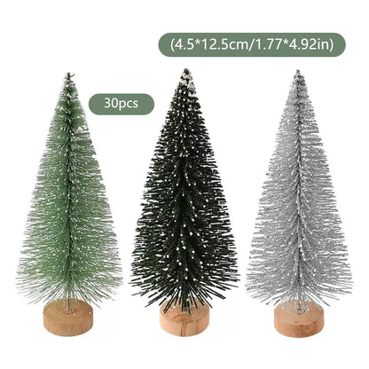 30Pcs Tabletop Artificial Small Mini Christmas Tree Xmas Table Desk Decoration