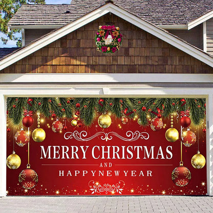 Merry Christmas Holiday Banner Garage Door Cover Mural Winter Snowman AU