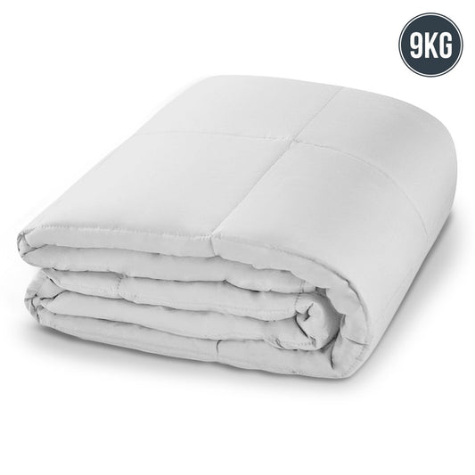 Weighted Blanket Heavy Quilt Doona Queen 9Kg -White